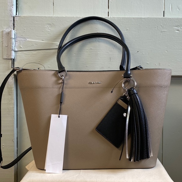 Calvin Klein Susan Saffiano Leather Oversized Tote - Macy's